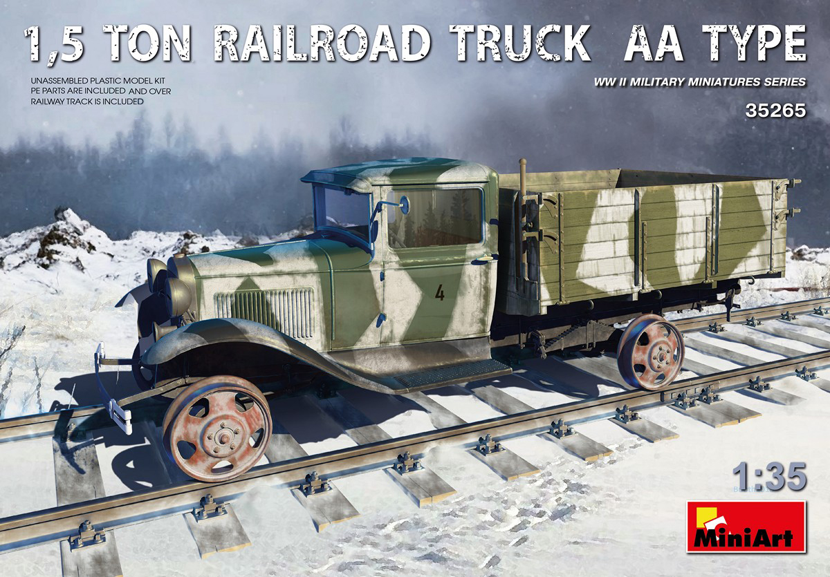фото Сборная модель miniart 1/35 1,5 тонный железнодорожный грузовой автомобиль тип аа 35265