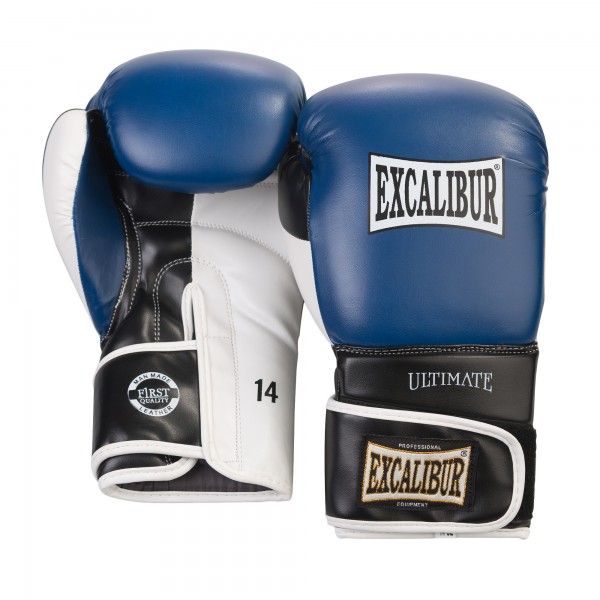 фото Боксерские перчатки excalibur 551-03 синие/черные/белые 14 унций