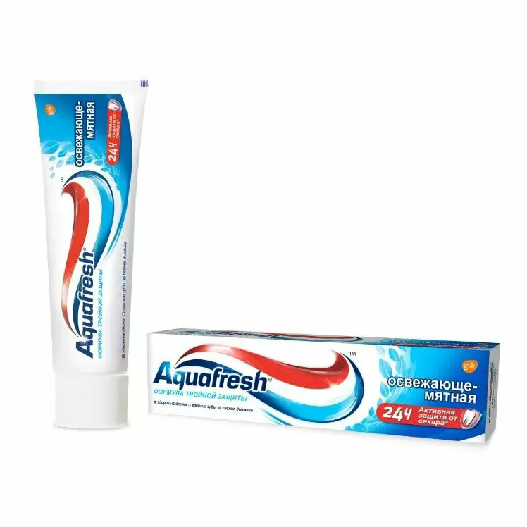 фото Зубная паста для взрослых и детей aquafresh тройная защита свежая мята 100 мл