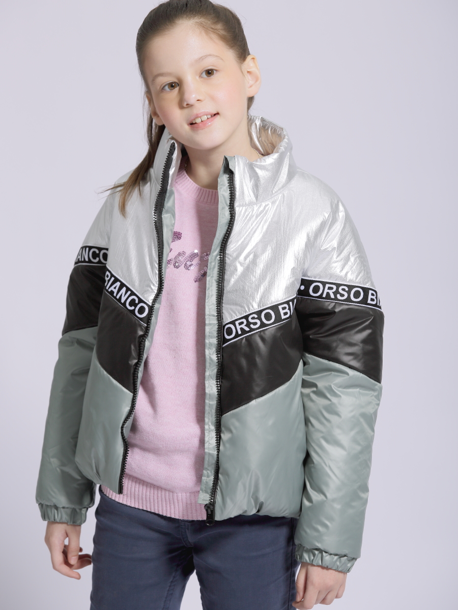 Куртка детская Orso Bianco Пинко, серебро, изумрудный, 122