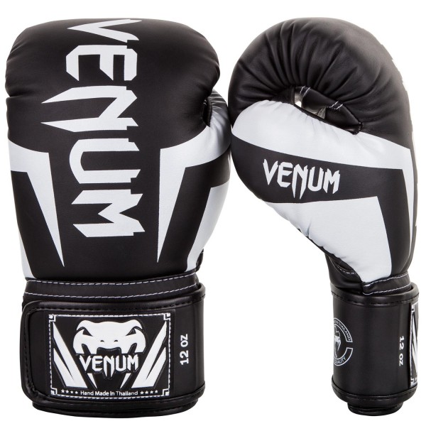 фото Боксерские перчатки venum elite черные/белые 16 унций