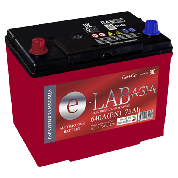 фото Аккумулятор e-lab asia 75l 640a 260x175x220