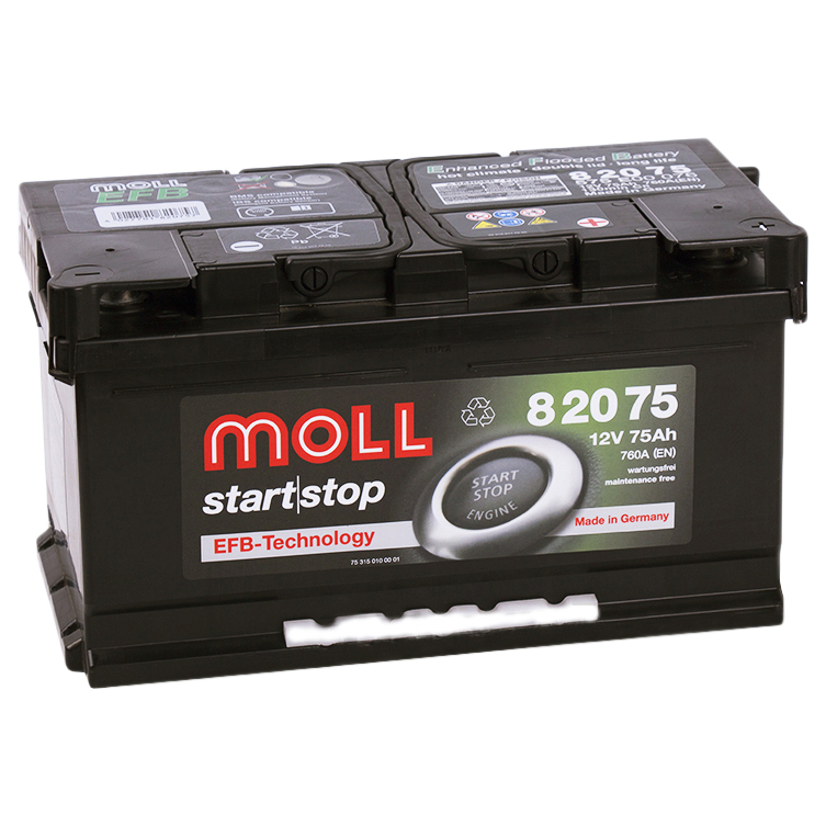 фото Аккумулятор moll efb 75r start-stop 760a 315x175x175