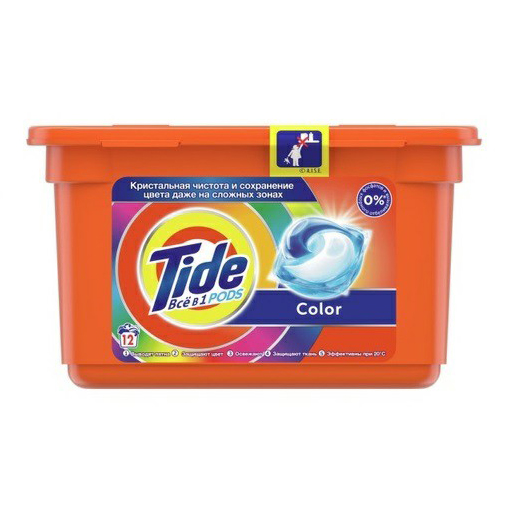 

Капсулы Tide Pods Все в 1 Color для автоматической стирки цветного белья 12 шт