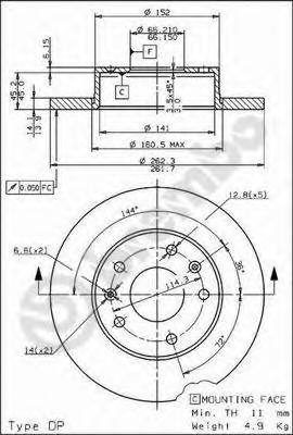 

Диск тормозной передний 262mm окрашенный