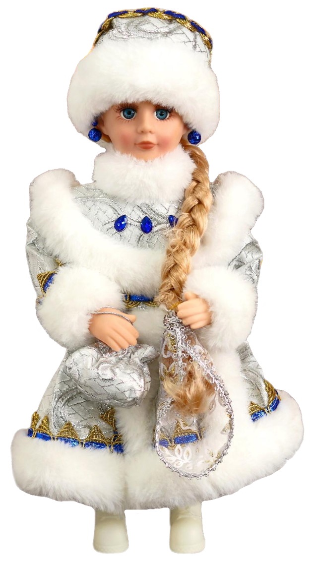фото Снегурочка "в пышной шубке" с синими украшениями, 14х30 см зимнее волшебство