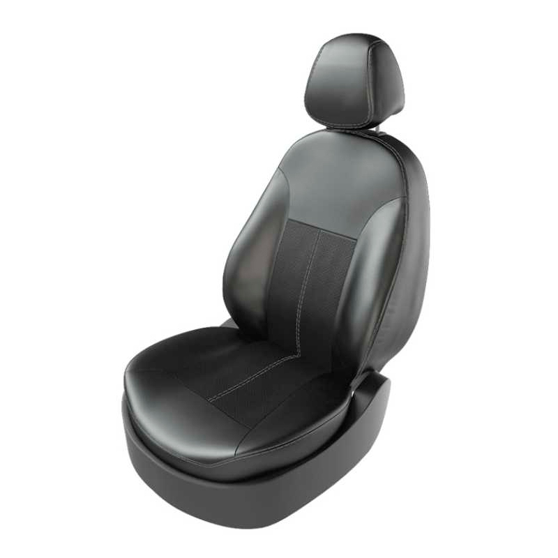 

Авточехлы VW Polo Sedan 09-15 экокожа задняя спинка 40х60 черные,серая строчка CARFASHION