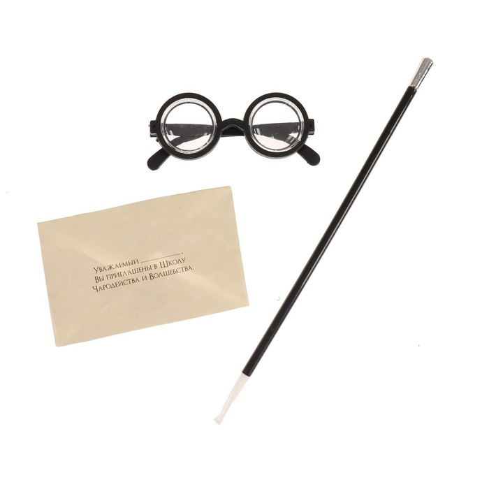 Карнавальный набор Волшебник Гарри очки, палочка, письмо