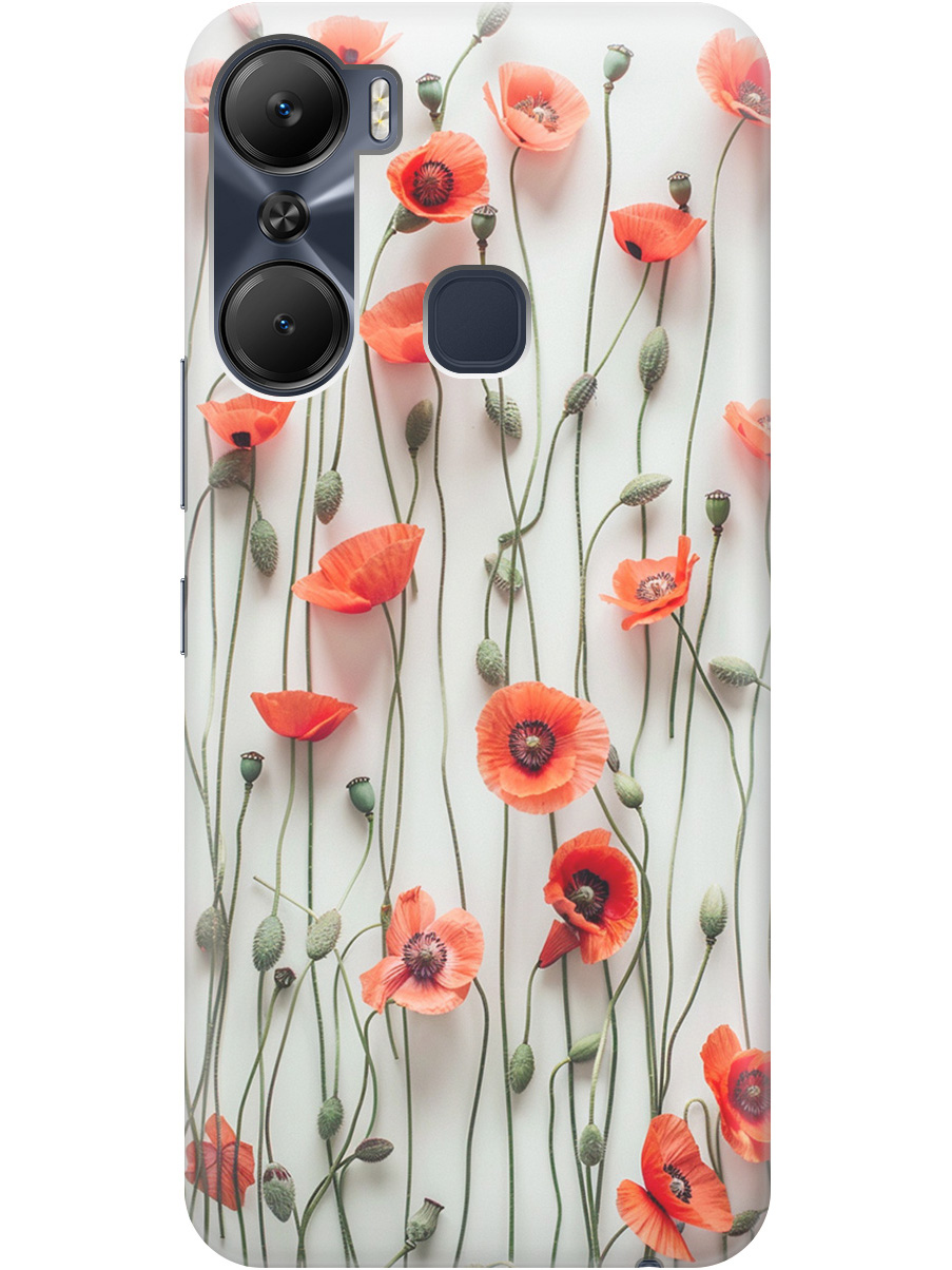 

Силиконовый чехол на Infinix Hot 12 Pro с рисунком "Маки на белой стене", Белый;красный, 20000544