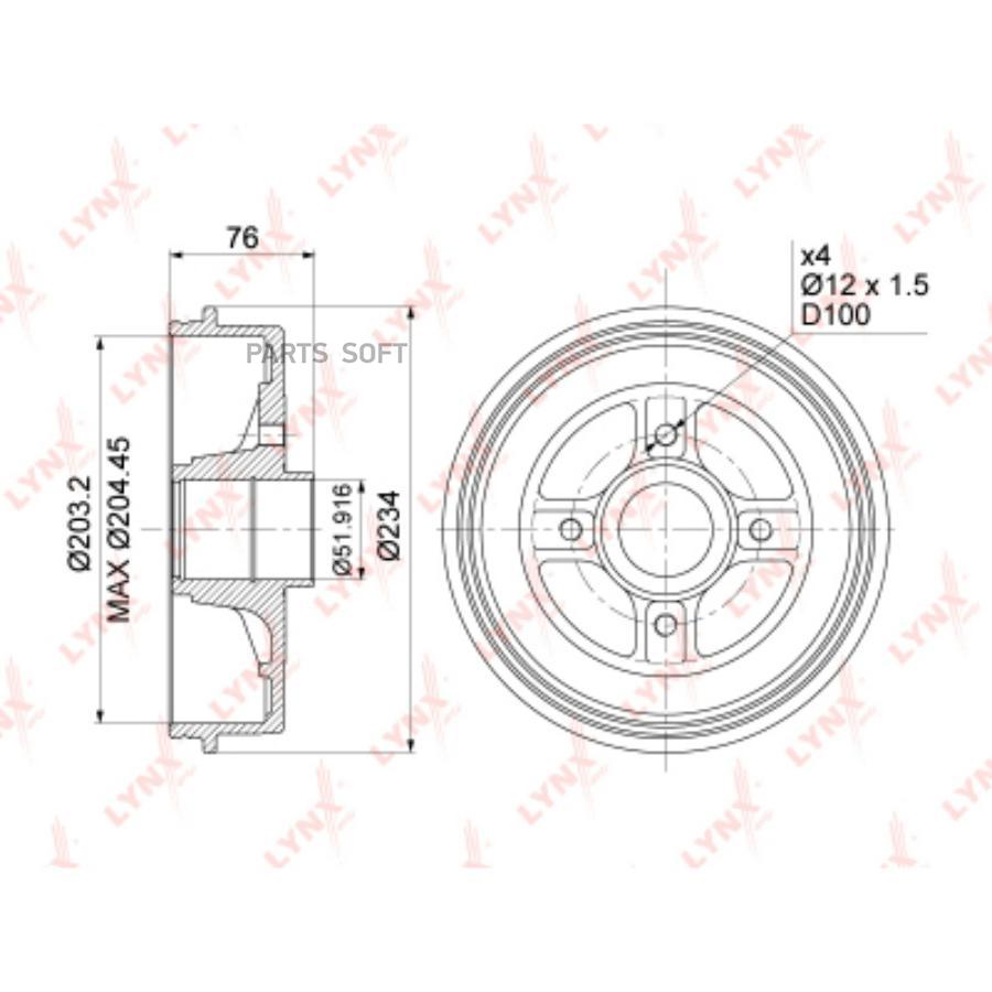 

Тормозной барабан LYNXauto bm1003