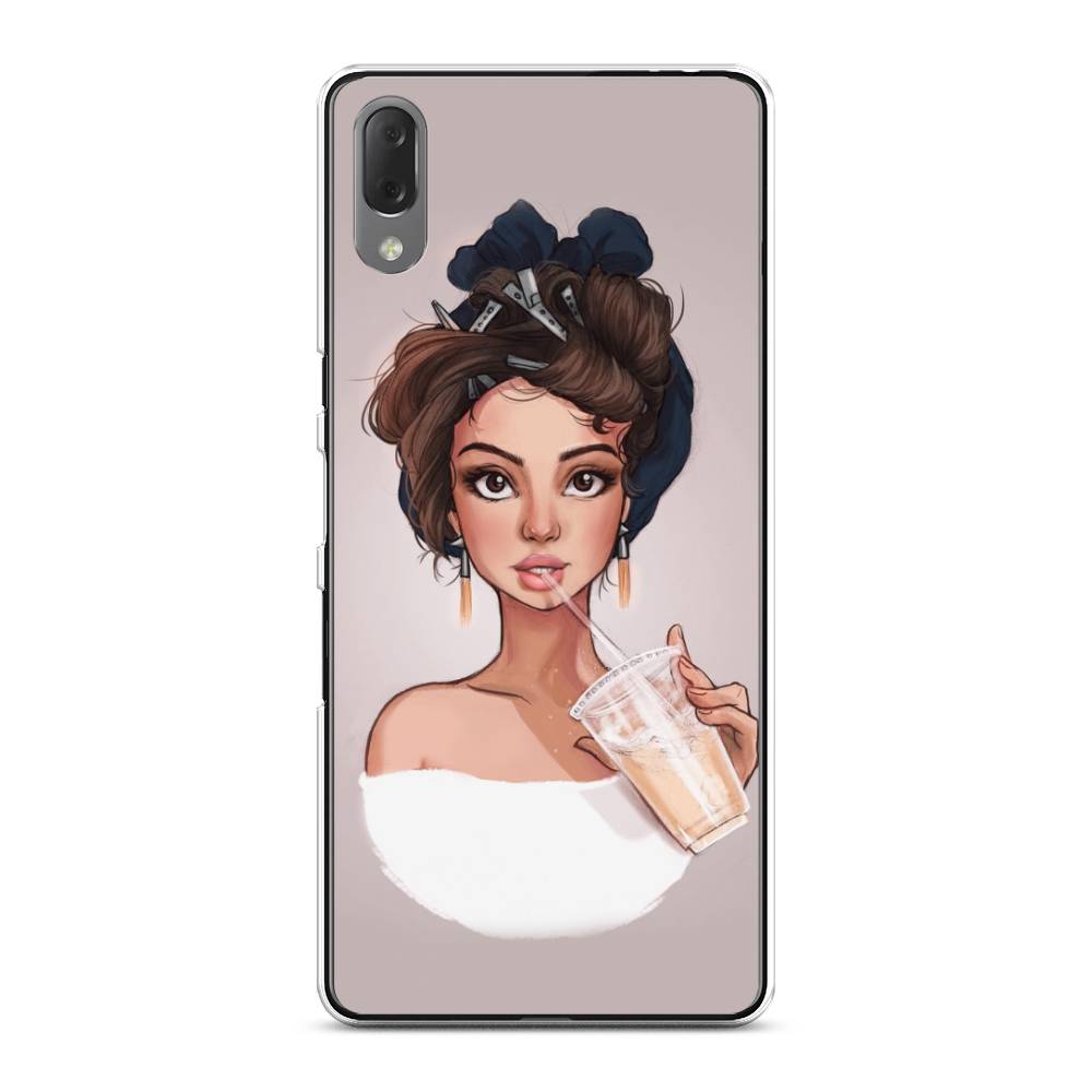

Чехол на Sony Xperia L3 "Девушка с фраппе", Серый, 54450-6