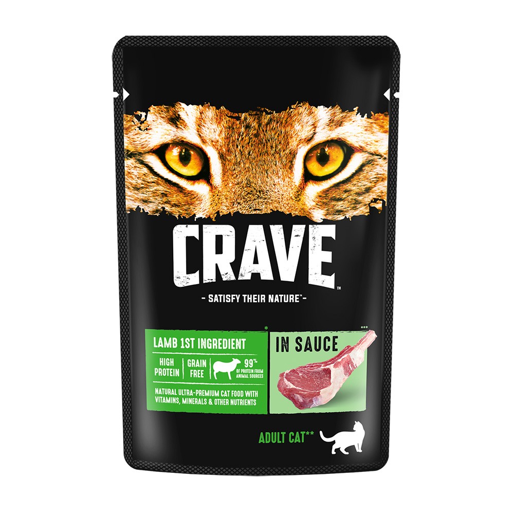 Влажный корм для кошек CRAVE ягненок в соусе 70г 118₽