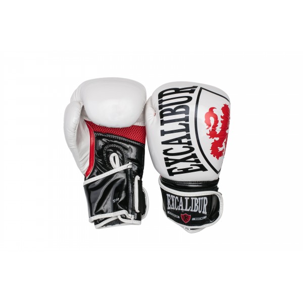 фото Боксерские перчатки excalibur 8004-02 белые/черные/красные 12 унций