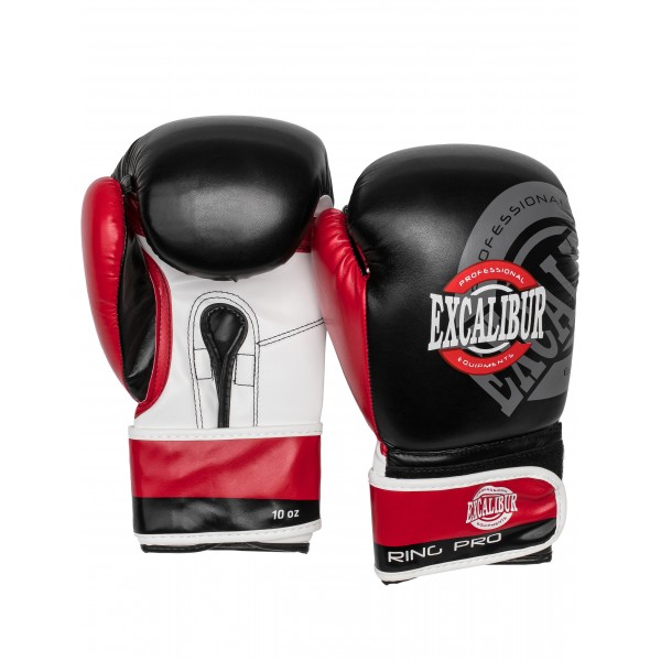 фото Боксерские перчатки excalibur 8014-02 черные/красные/белые 16 унций