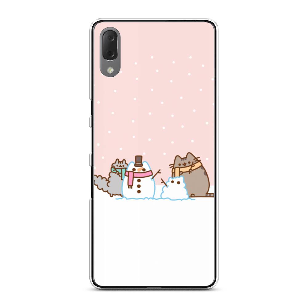 

Чехол на Sony Xperia L3 "Котики в снегу", Розовый;белый;серый, 54450-5