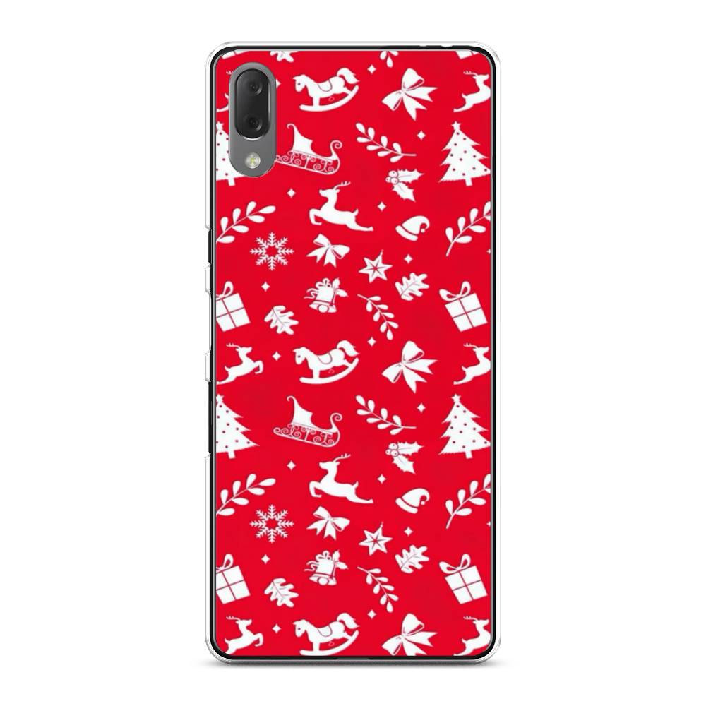 

Чехол на Sony Xperia L3 "Красный новогодний фон", Красный;белый, 54450-5
