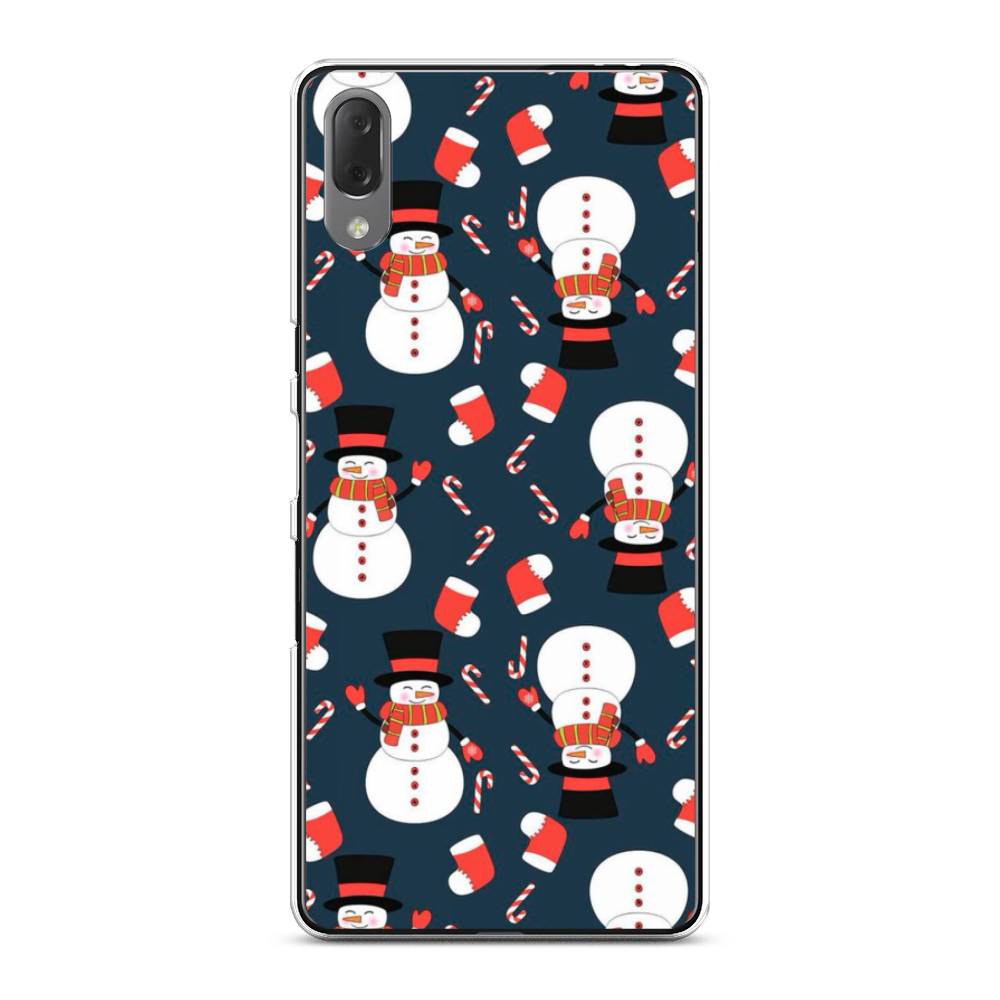 

Чехол на Sony Xperia L3 "Синие снеговики", Синий;белый;красный, 54450-5