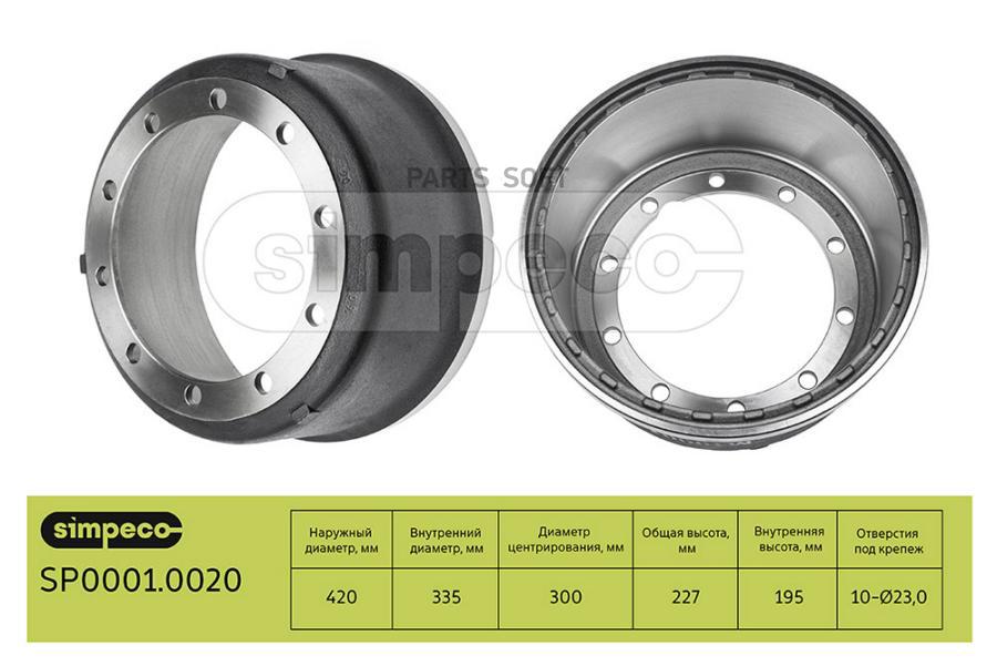 Тормозной барабан SIMPECO SP00010020 16094₽