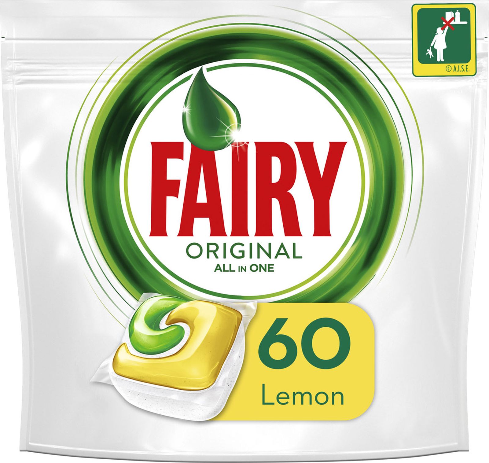 

Капсулы Fairy Original All In One Лимон для посудомоечной машины 60 шт