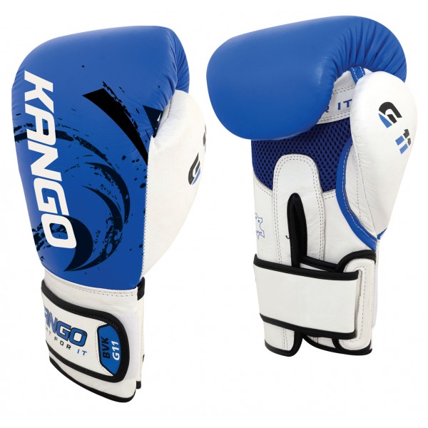 Боксерские перчатки Kango BVK-083 синие/белые, 12 унций