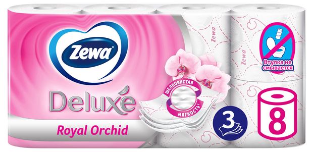 

Туалетная бумага Zewa Deluxe орхидея 3 слоя 8 шт