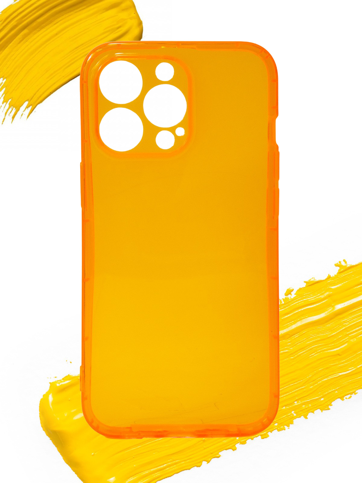 

Чехол для Apple iPhone 13 Pro с защитой камеры, прозрачный оранжевый, Silicone case