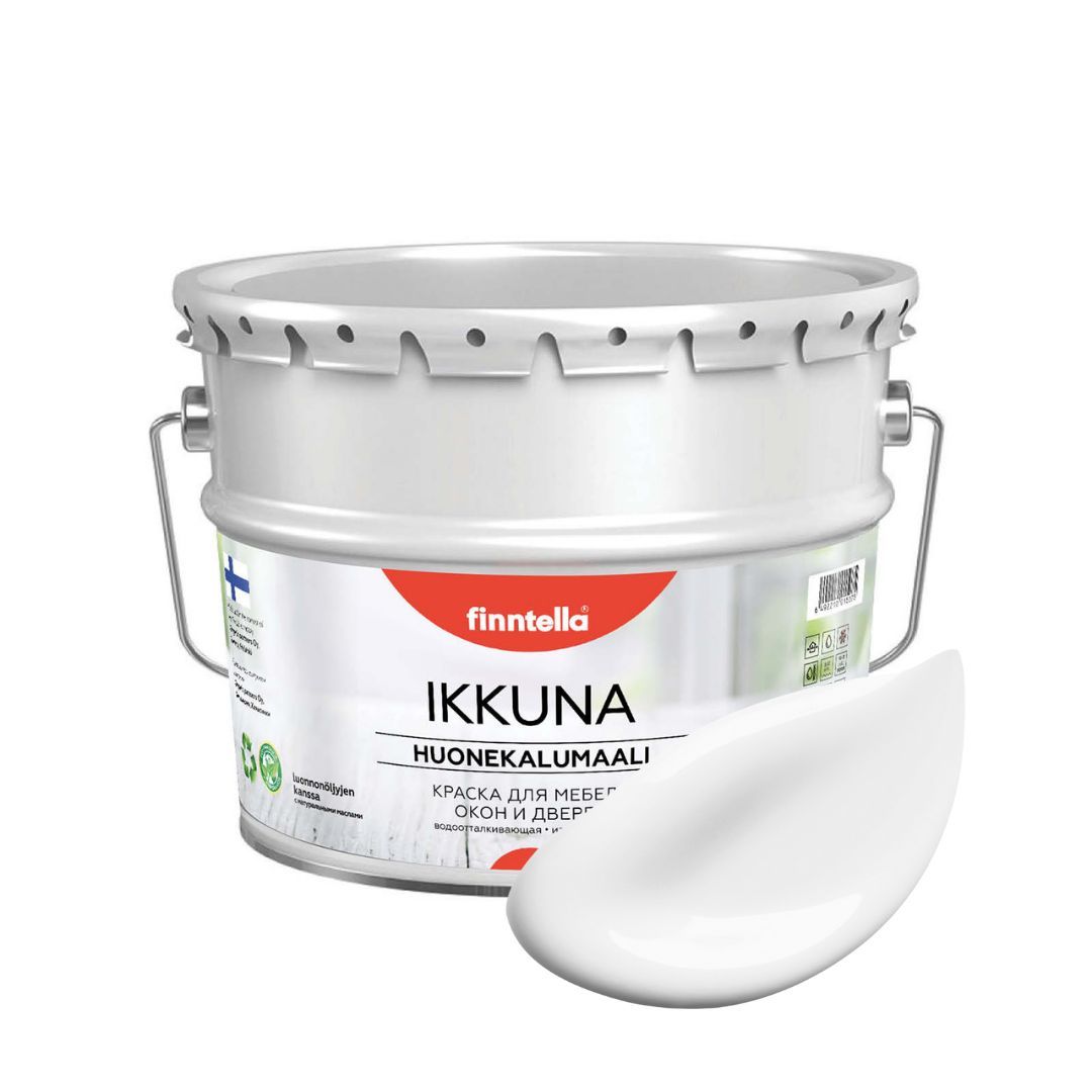 

Краска IKKUNA FINNTELLA Матовая, LUMI белый, 9л, IKKUNA для мебели и для дерева, для кухни и кухонных фасадов, для шкафов, для комодов и для деревянных поверхностей с натуральным маслом, без запаха