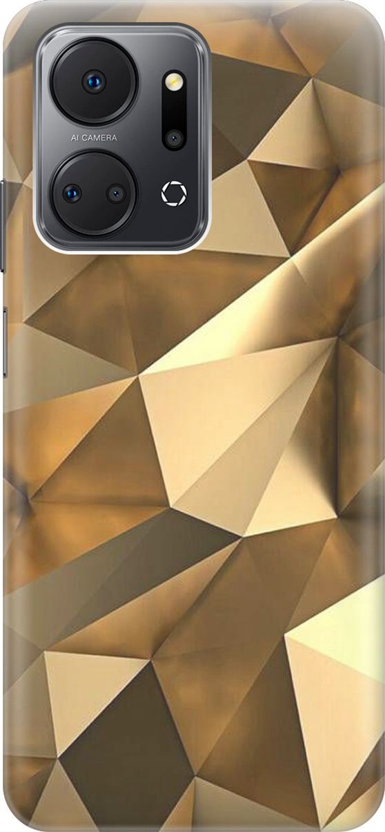 

Силиконовый чехол на Honor X7a с принтом "Бронзовые грани", Коричневый, 159380