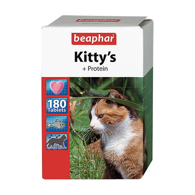 фото Витамины с протеином для кошек beaphar kitty's + protein, 180 шт