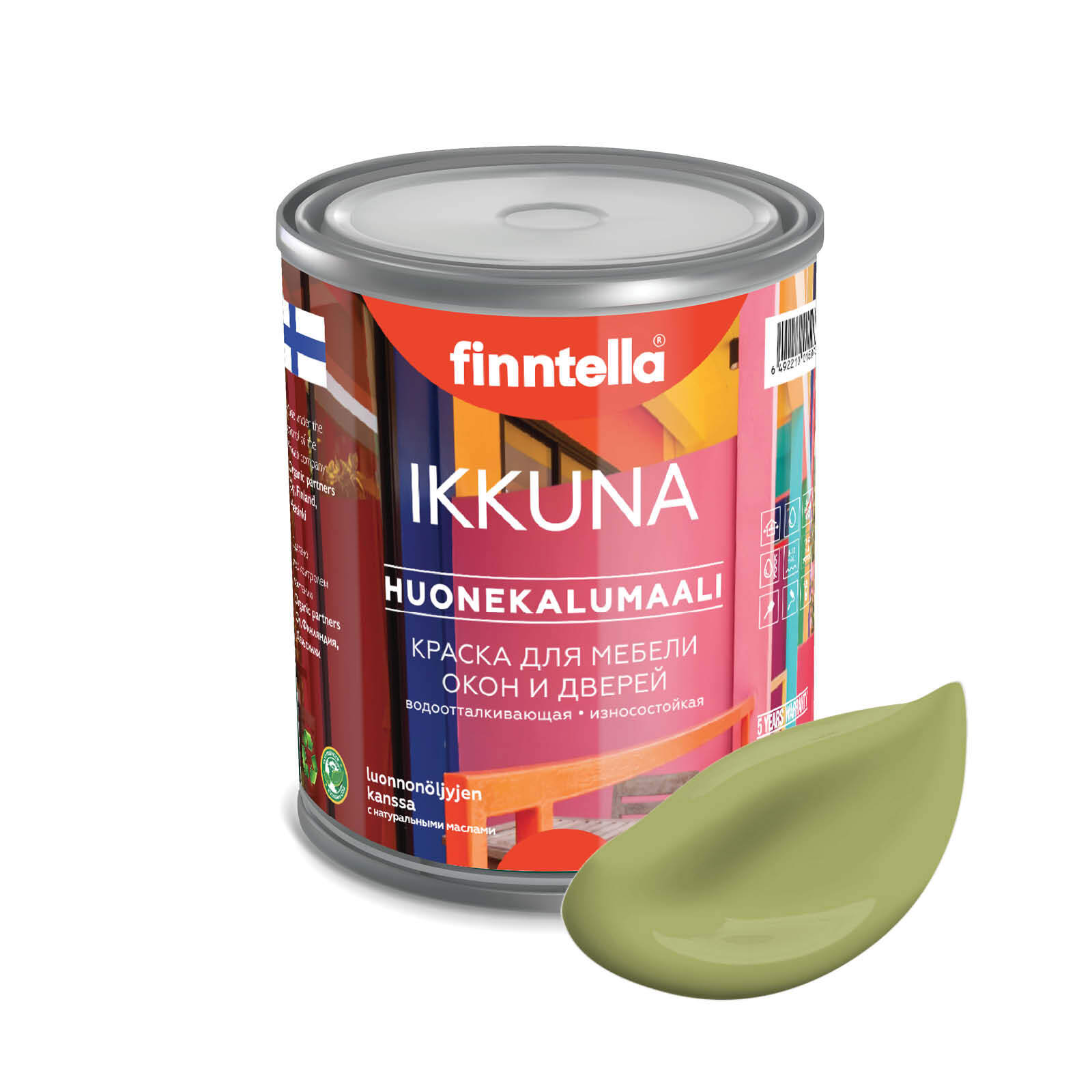 

Краска IKKUNA Color Матовая, METSA зеленый, 0,9л, IKKUNA Color для дерева, деревянных поверхностей и интерьеров, стен и потолка с натуральным маслом, без запаха