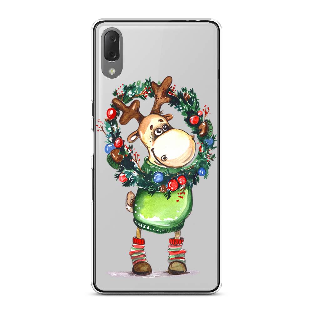 

Чехол на Sony Xperia L3 "Олень с новогодним венком", 54450-4