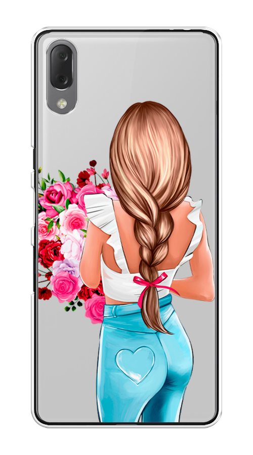 

Чехол на Sony Xperia L3 "Девушка с цветами", Коричневый;розовый;голубой, 54450-6