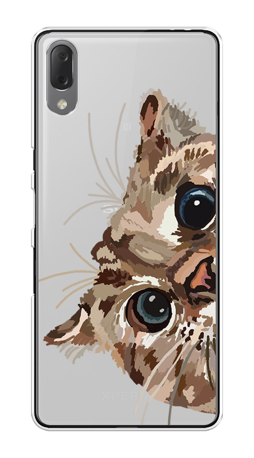 

Чехол на Sony Xperia L3 "Любопытный кот", Коричневый;синий;черный, 54450-1