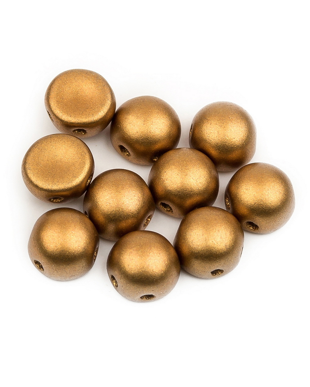 Бусины Czech Beads Cabochon bead, 6 мм Alabaster Metallic Brass, 20 шт