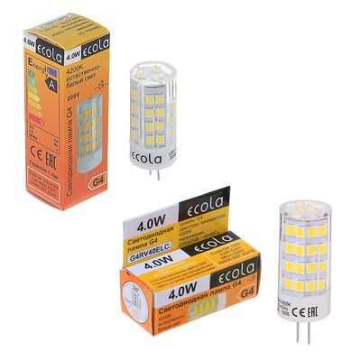 фото Лампа светодиодная ecola g4 led 4,0w corn micro 220v 2800k 320° 43x15, g4rw40elc