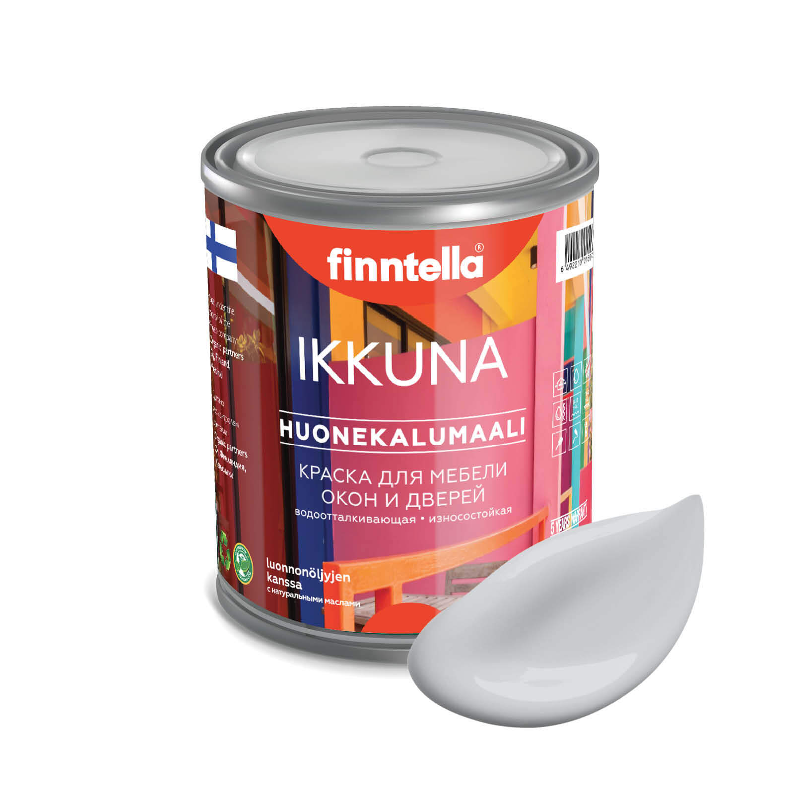 

Краска IKKUNA Color Матовая, PIKKUKIVI светло-серый, 0,9л, IKKUNA Color для дерева, деревянных поверхностей и интерьеров, стен и потолка с натуральным маслом, без запаха