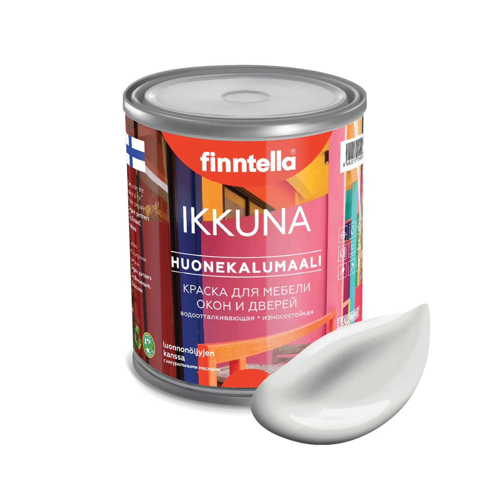 

Краска IKKUNA Color Матовая, PILVI Тёмно-белый, 0,9л, IKKUNA Color для дерева, деревянных поверхностей и интерьеров, стен и потолка с натуральным маслом, без запаха