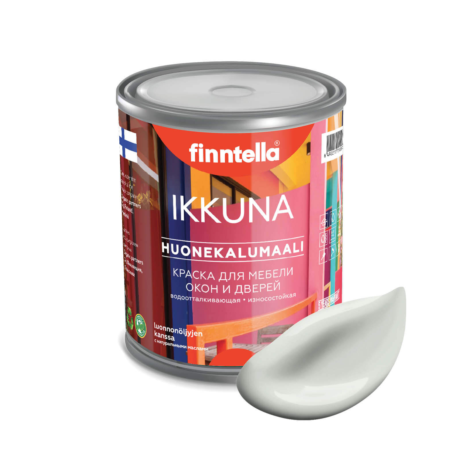 

Краска IKKUNA Color Матовая, MARMORI светло-серый, 0,9л, IKKUNA Color для дерева, деревянных поверхностей и интерьеров, стен и потолка с натуральным маслом, без запаха