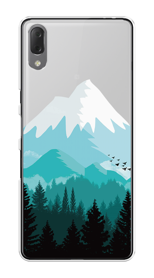 

Чехол на Sony Xperia L3 "Синяя снежная гора", Белый;голубой, 54450-2
