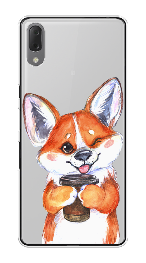 

Чехол на Sony Xperia L3 "Корги с кофе", Оранжевый;белый, 54450-4