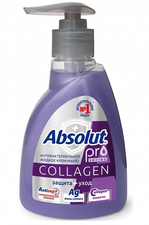 Мыло жидкое Absolut Pro Серебро и Коллаген 250г  6 штук мыло жидкое absolut 2в1 нежное антибактериальное 250 мл 6 штук