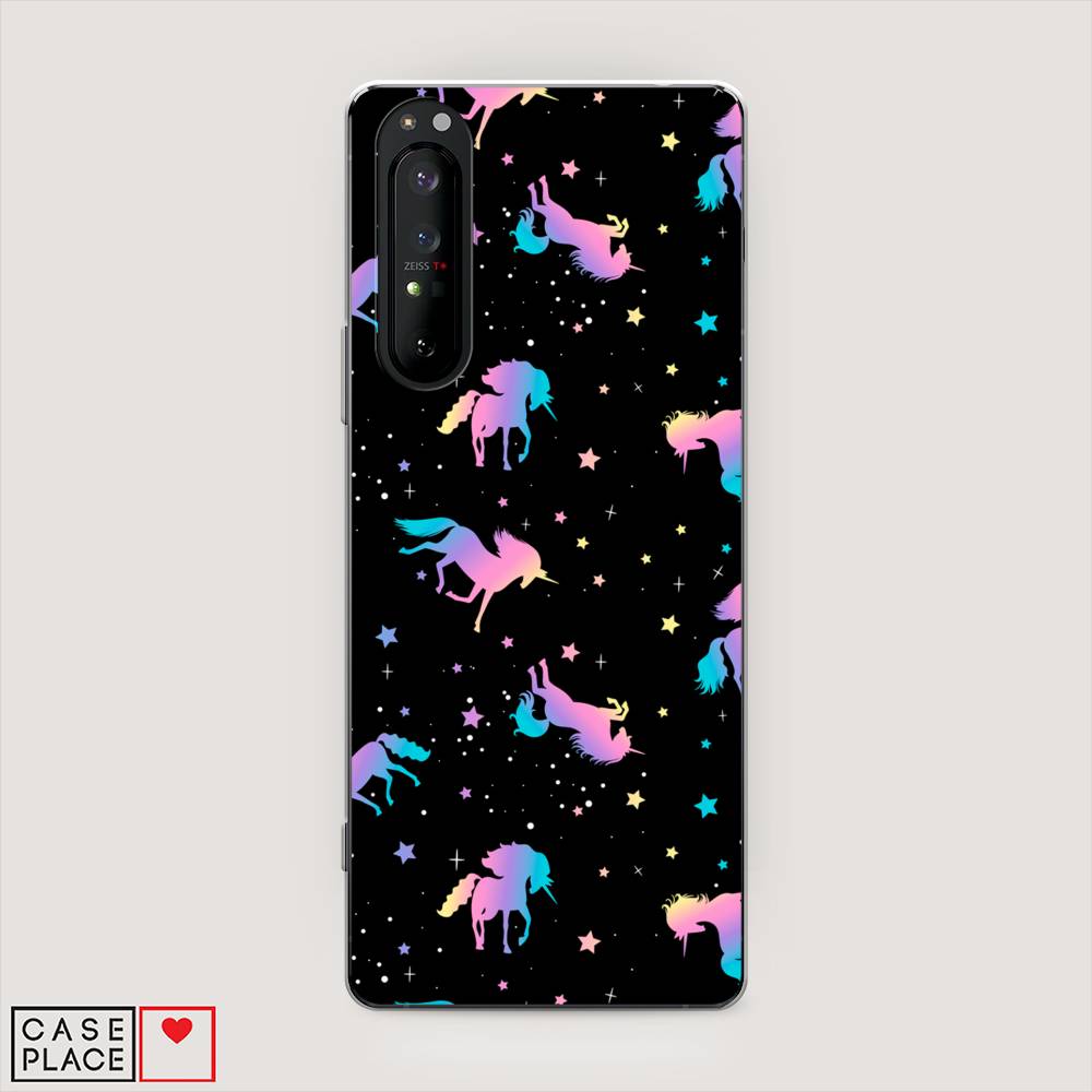 

Чехол на Sony Xperia 1 II "Единороги градиент", Черный;розовый;голубой, 54550-1