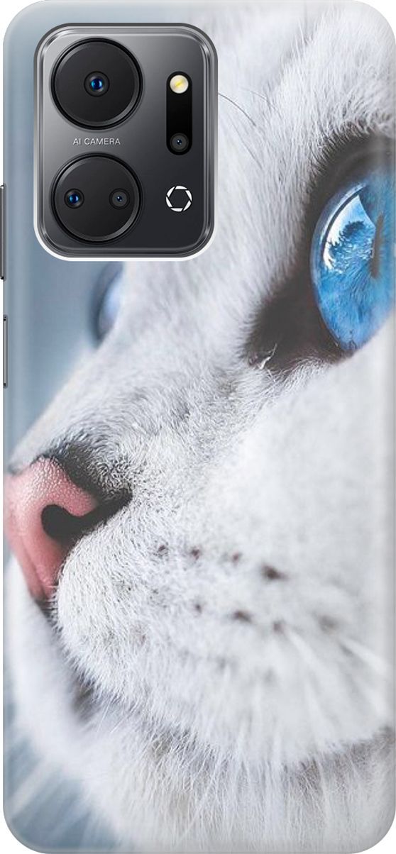 

Силиконовый чехол на Honor X7a с принтом "Кошачий взгляд", Белый;голубой, 159385