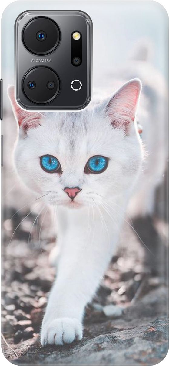 

Силиконовый чехол на Honor X7a с принтом "Голубоглазый кот", Белый;серый, 159385