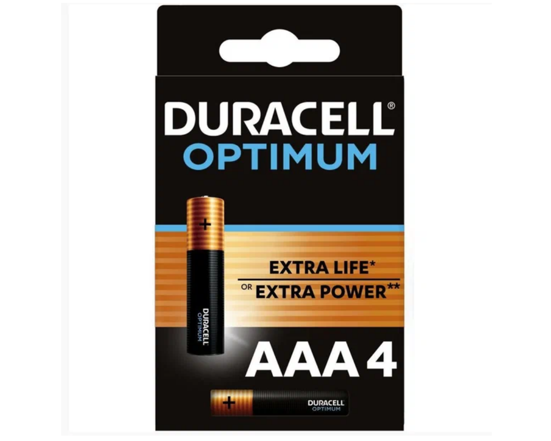 

Батарейка DURACELL OPTIMUM 1.5 В, LR03 BP4, 15459