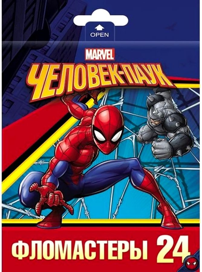 

Фломастеры. 24 цвета. HATBER VK. Marvel - Человек паук. В картонной коробке с европодвесом, Красный;желтый;зеленый;синий;фиолетовый;черный;оранжевый;коричневый;голубой;розовый;белый