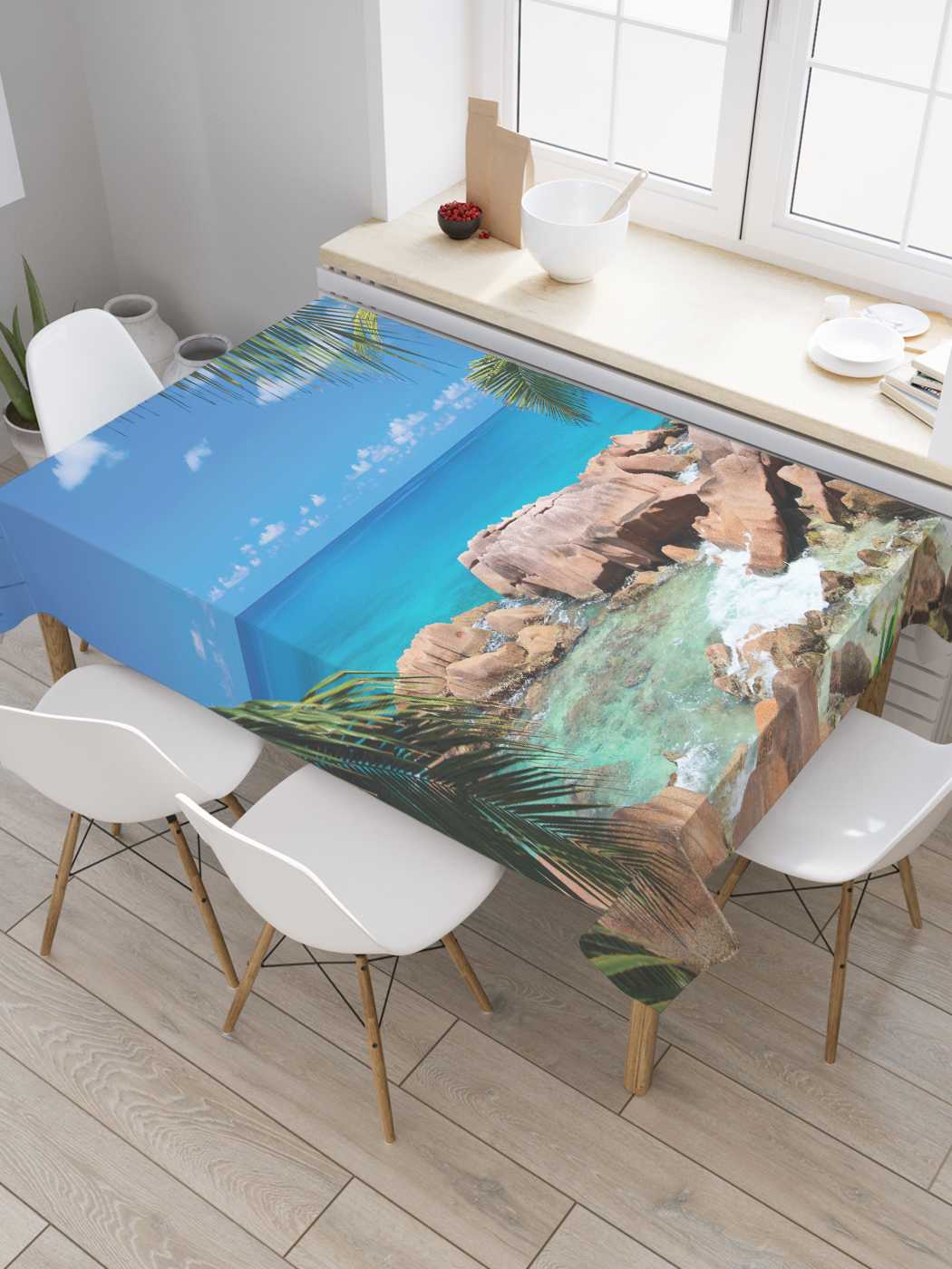 

Скатерть прямоугольная JoyArty "Камни на береге" из оксфорда, 120x145 см, Синий, Камни на береге