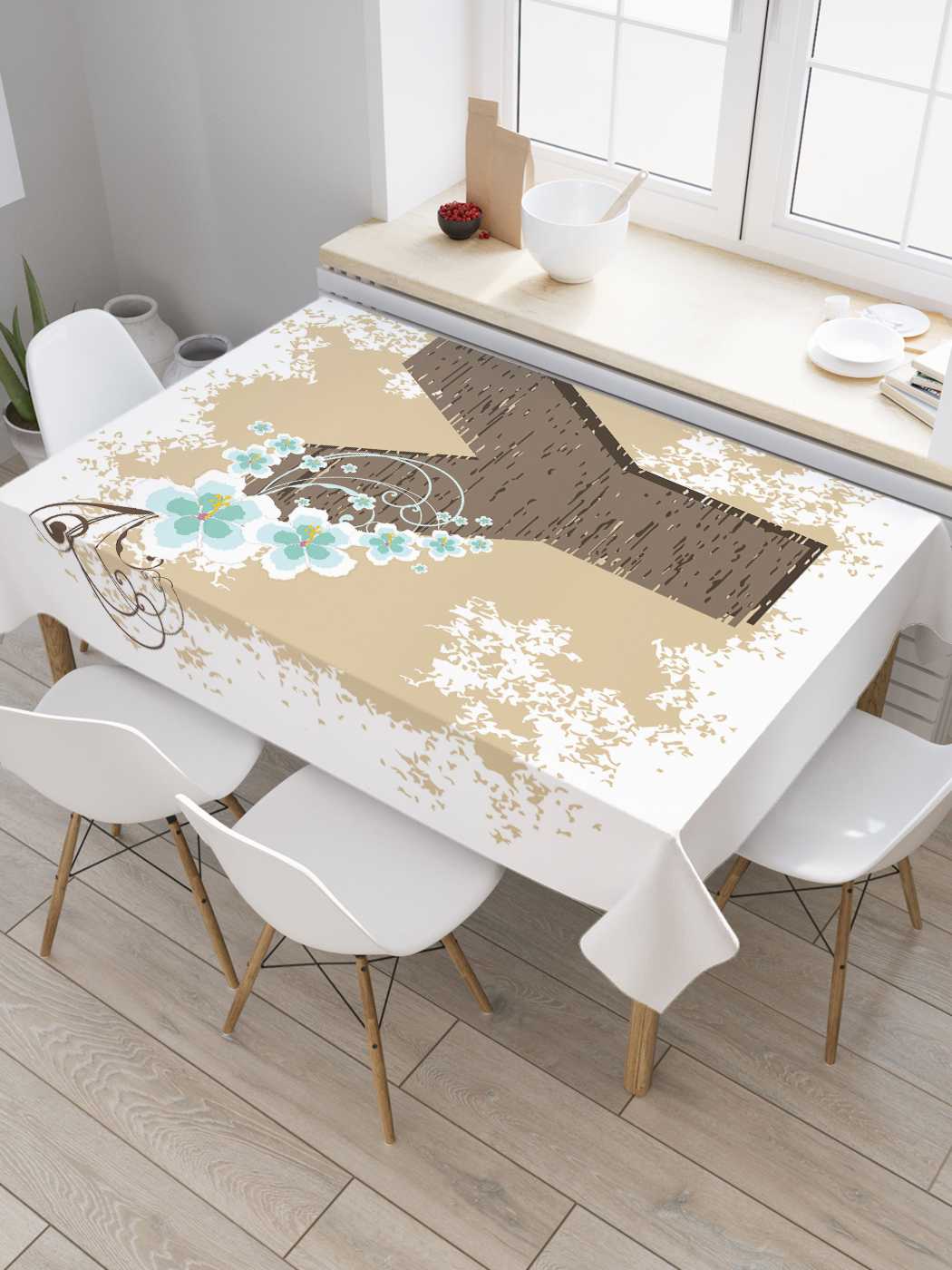 

Скатерть прямоугольная JoyArty "Цветочная y" из сатена, 180x145 см, Цветочная y