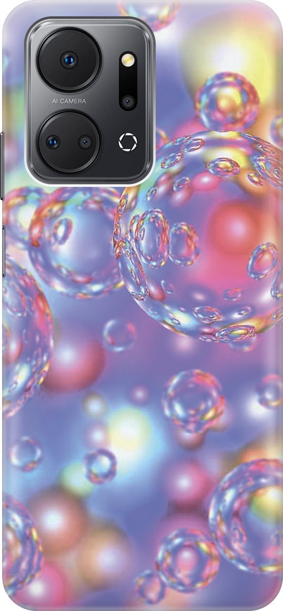 

Силиконовый чехол на Honor X7a с принтом "Необычные пузырьки", Белый;розовый, 159380