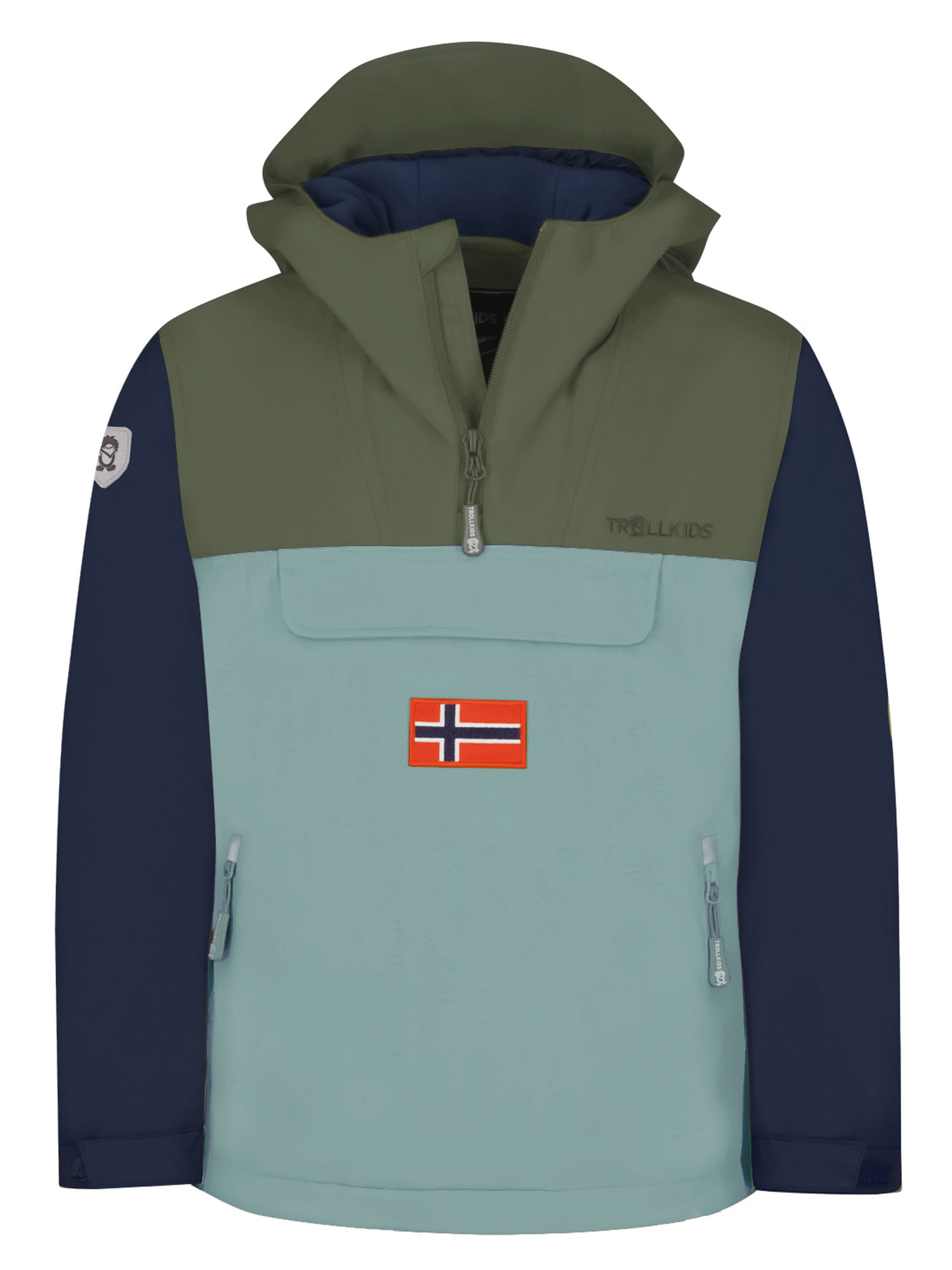 

Куртка Детская Trollkids Kirkenes Anorak Dusky Olive/Navy/Frosty Mint (Рост:116), Разноцветный, Kirkenes Anorak